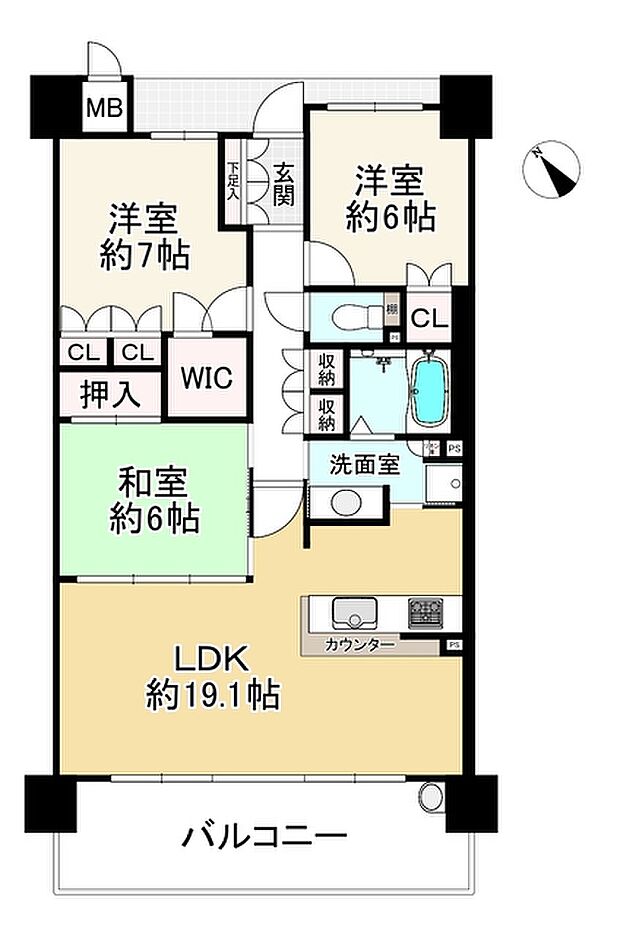 リーデンススクエア枚方くにみ坂(3LDK) 1階の間取り図