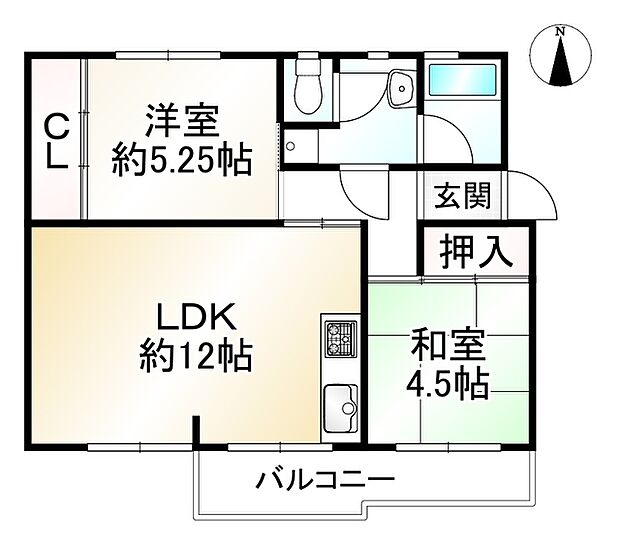 香里ヶ丘住宅5号棟(2LDK) 4階の内観