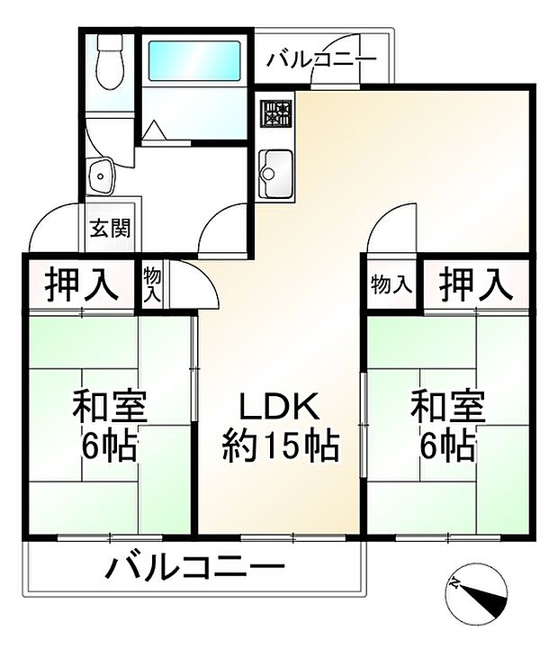 香里三井団地A-31号棟(2LDK) 4階の内観