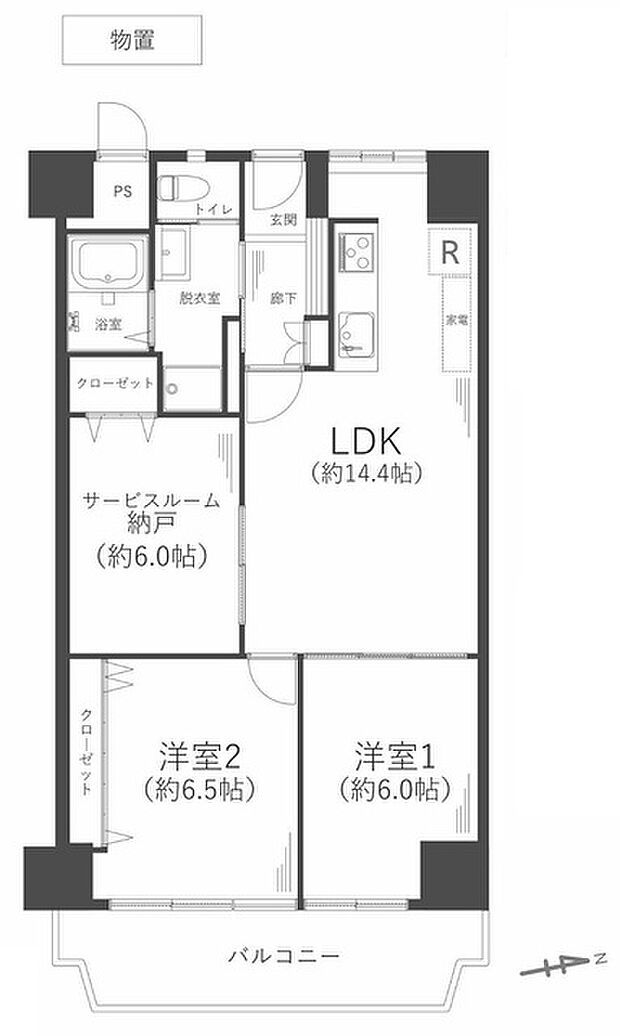 ローレルハイツ茨木総持寺第1号棟(2SLDK) 3階の間取り図