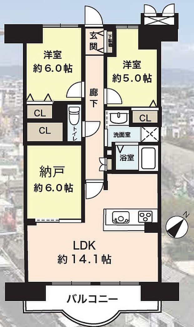 ロイヤルコート豊中参番館(2SLDK) 11階の間取り図
