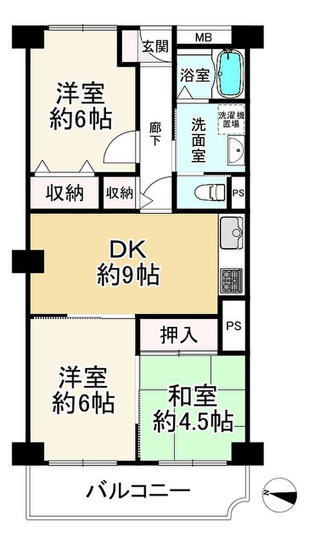 千里レックスマンションＡ棟(3DK) 4階の内観