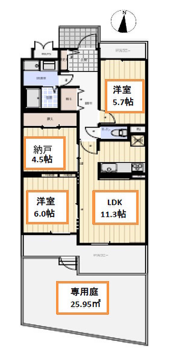 ライオンズマンション豊中上野東第2(2SLDK) 1階の内観