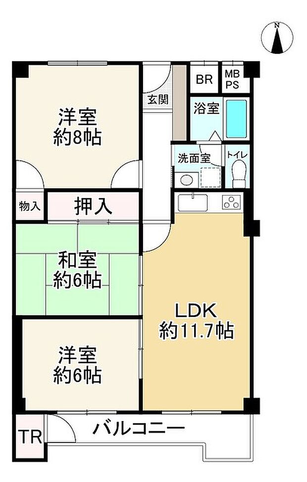 南千里オリーブヴィラＮ棟(3LDK) 5階の間取り図