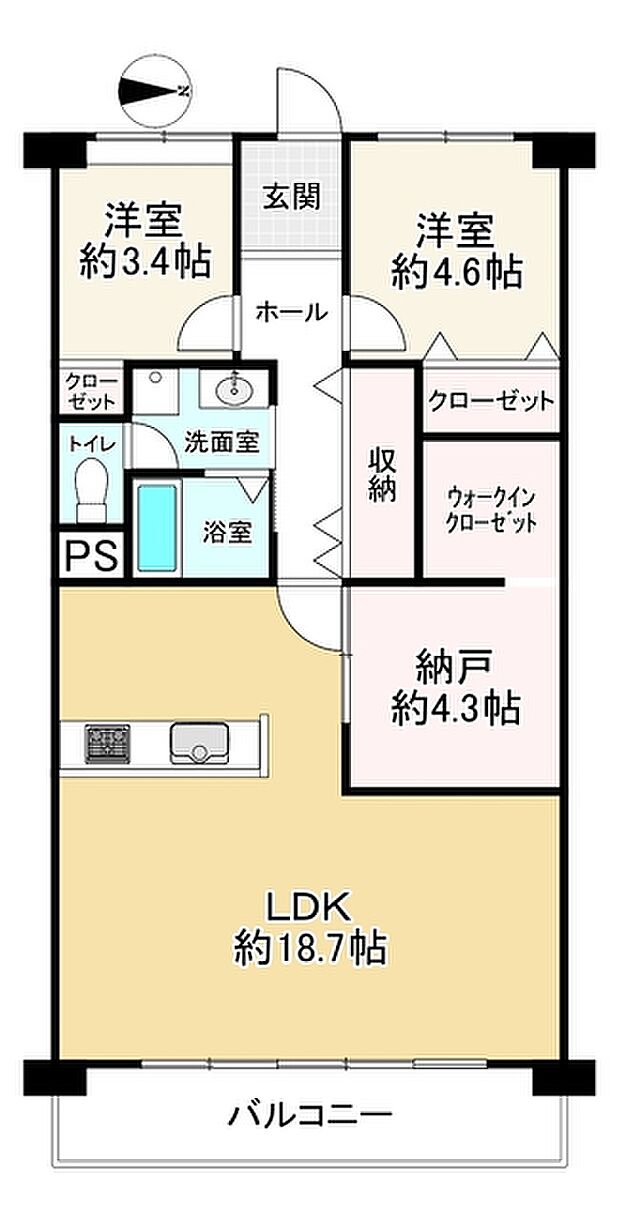上野ハイツ(2SLDK) 6階の間取り図