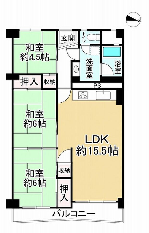 公社千里山田Ｄ住宅Ａ2棟(3LDK) 10階の内観