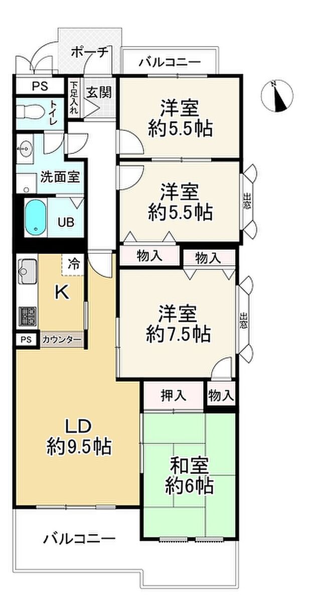 ライオンズマンション豊中上野東第2(4LDK) 3階の内観