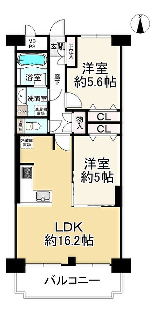 ニューライフ江坂(2LDK) 2階の間取り図
