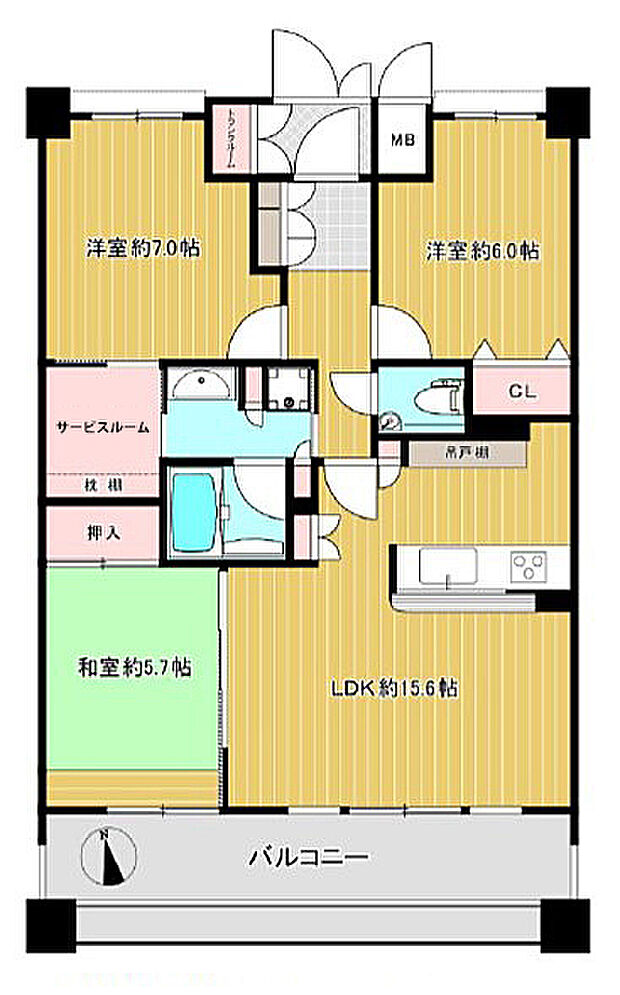ディナスティ東大阪アテンシアシティ(3LDK) 11階の間取り図