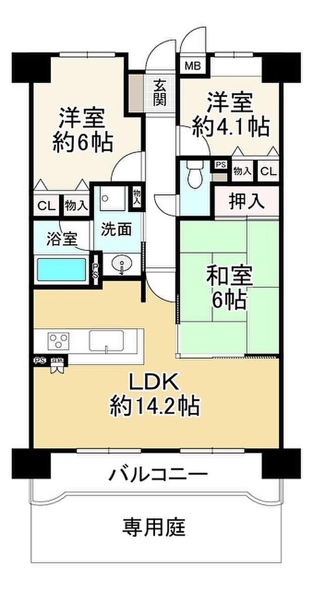 ファミール八尾・桜ヶ丘弐番館(3LDK) 1階の内観