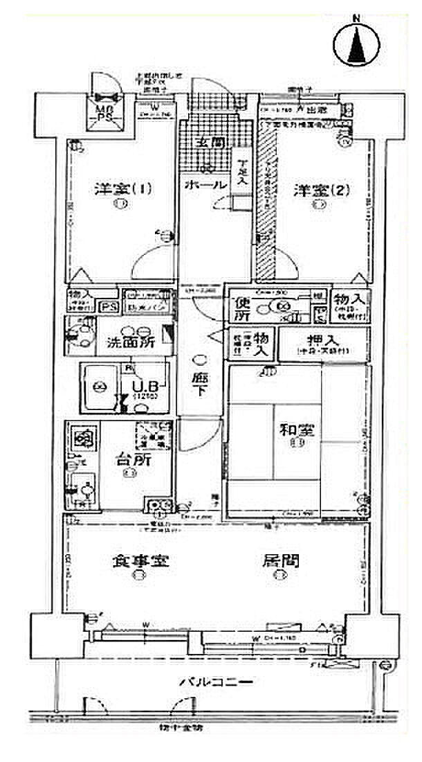 ライオンズマンション若江東弐番館(3LDK) 12階の間取り図