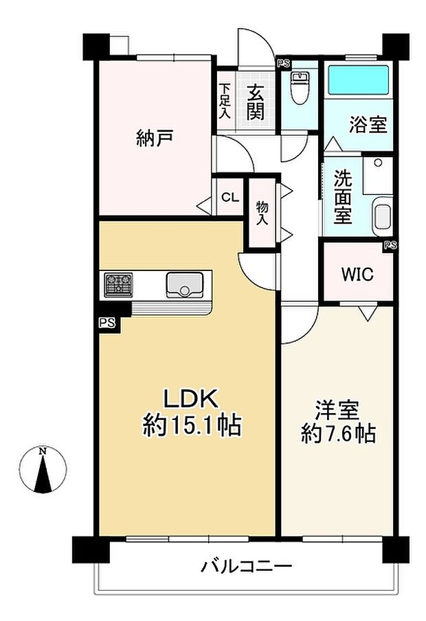 メロディーハイム八戸ノ里(1SLDK) 3階の間取り図