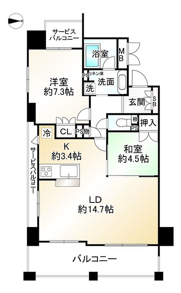 ファインフラッツ京都室町(2LDK) 3階の間取り図