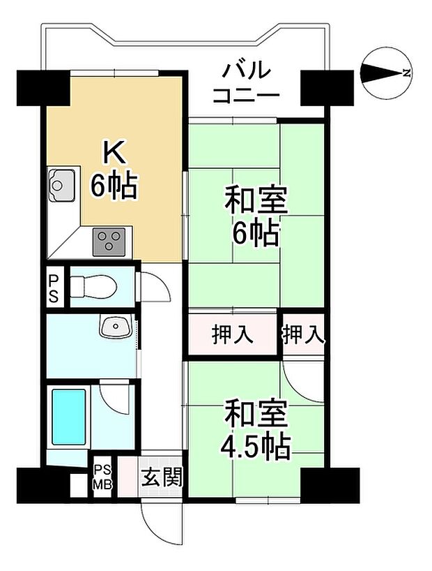 京都四条グランドハイツ(2DK) 11階の内観