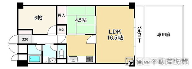 室町スカイハイツ(2LDK) 1階の間取り図