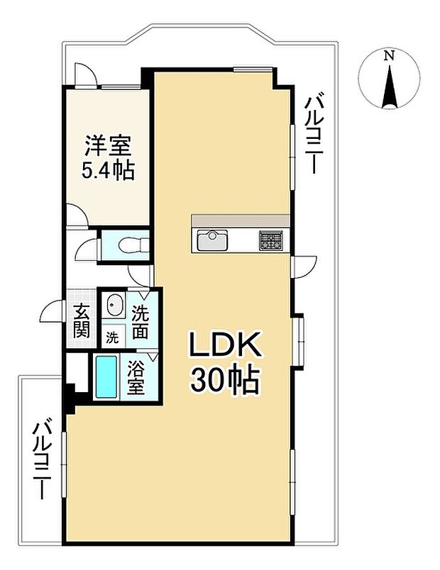 ユニハイム四条大宮(1LDK) 7階の間取り図