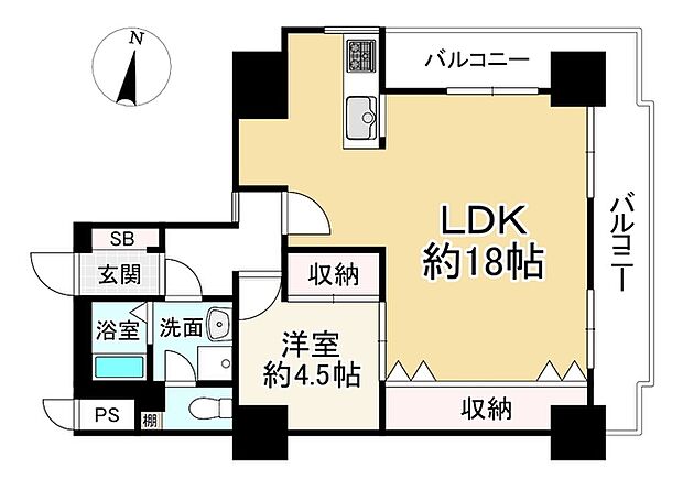 ライオンズマンション四条大宮(1LDK) 8階の間取り図