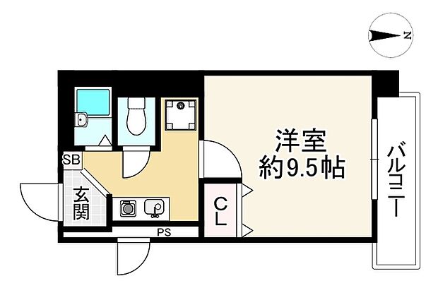 プレサンス京都御所西(1K) 5階の間取り図