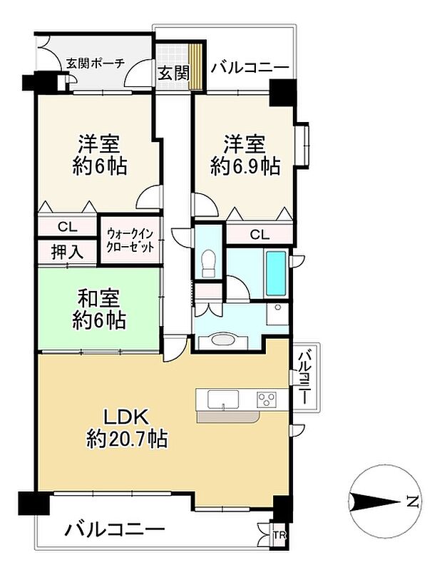 ロータリーマンション大津京パークワイツ(3LDK) 11階の内観