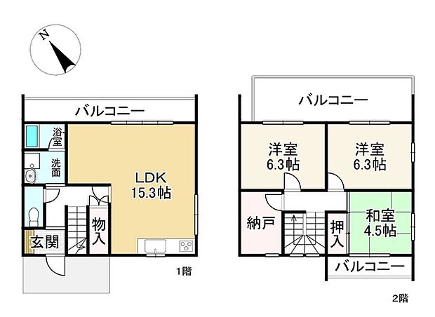 ＪＲ湖西線 大津京駅まで 徒歩16分(3LDK)の内観