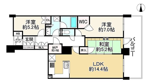 ザ・草津タワー(3LDK) 23階の間取り図