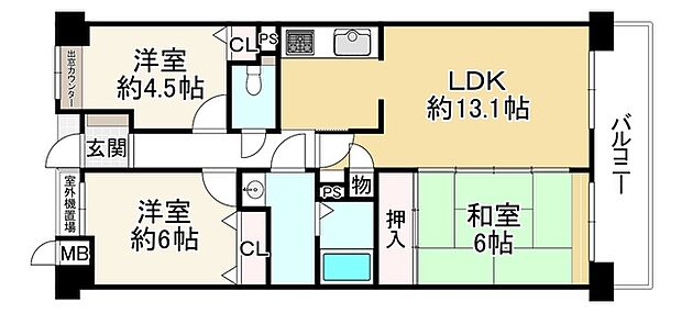 ステイツ堺東三国ヶ丘(3LDK) 3階の間取り図