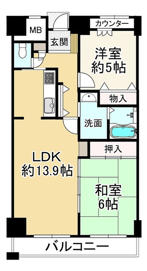 ベルマージュ堺壱番館(2LDK) 8階の間取り図