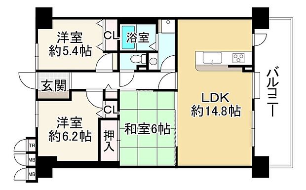 フェアコート北花田(3LDK) 4階の間取り図