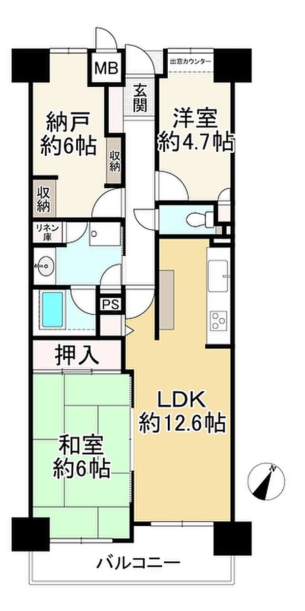 ファミールハイツ上野芝III番館(2SLDK) 15階の間取り図