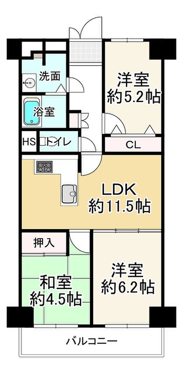 シャルム堺(3LDK) 5階の間取り図