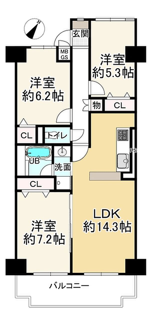 ニューライフ・堺(3LDK) 8階の間取り図