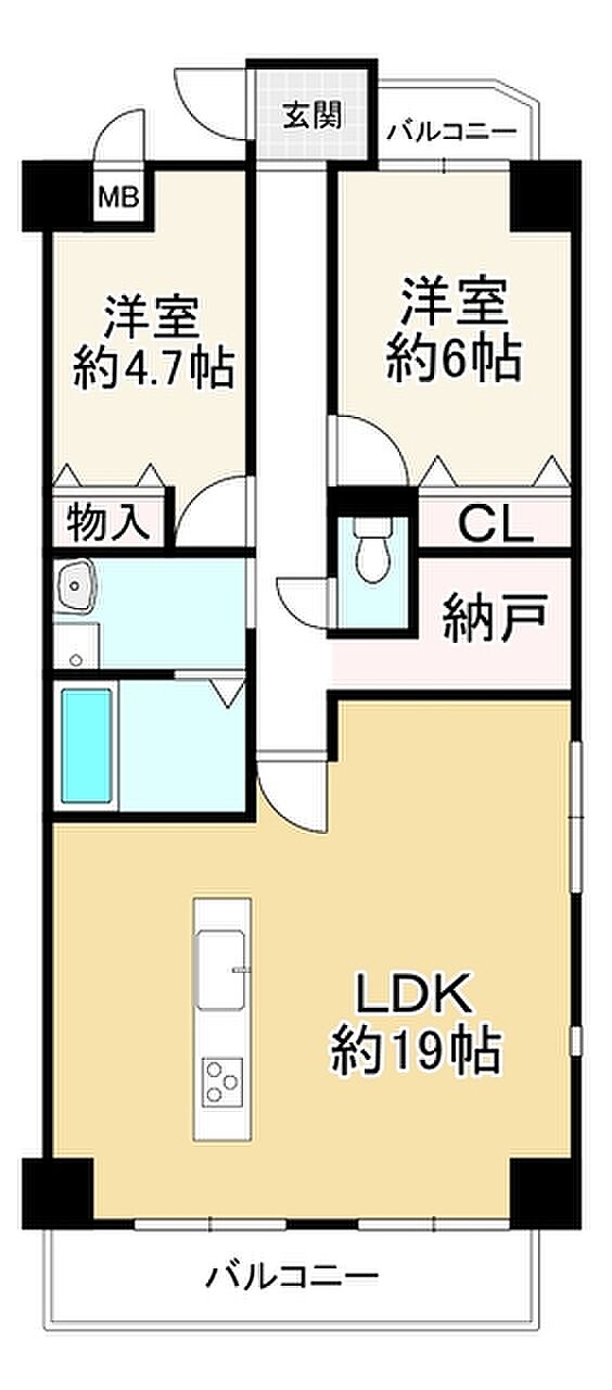 サンマンションベルデール香里翠香園(2SLDK) 2階の間取り図