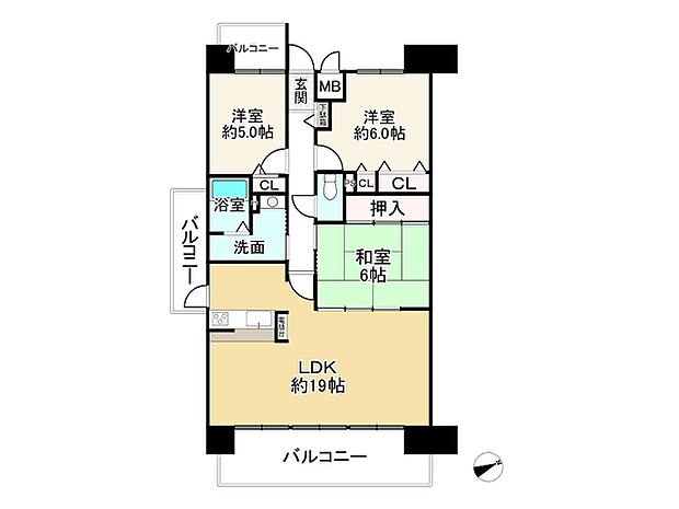 Ｍプラザ加古川五番館(3LDK) 2階の内観