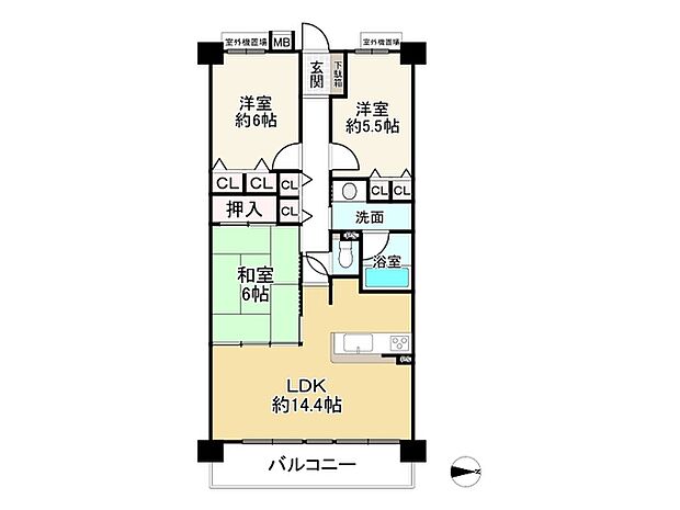 リベール加古川シティＷＥＳＴ壱番館(3LDK) 7階の間取り図
