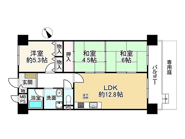 加古川グリーンシティＤ棟(3LDK) 1階の内観