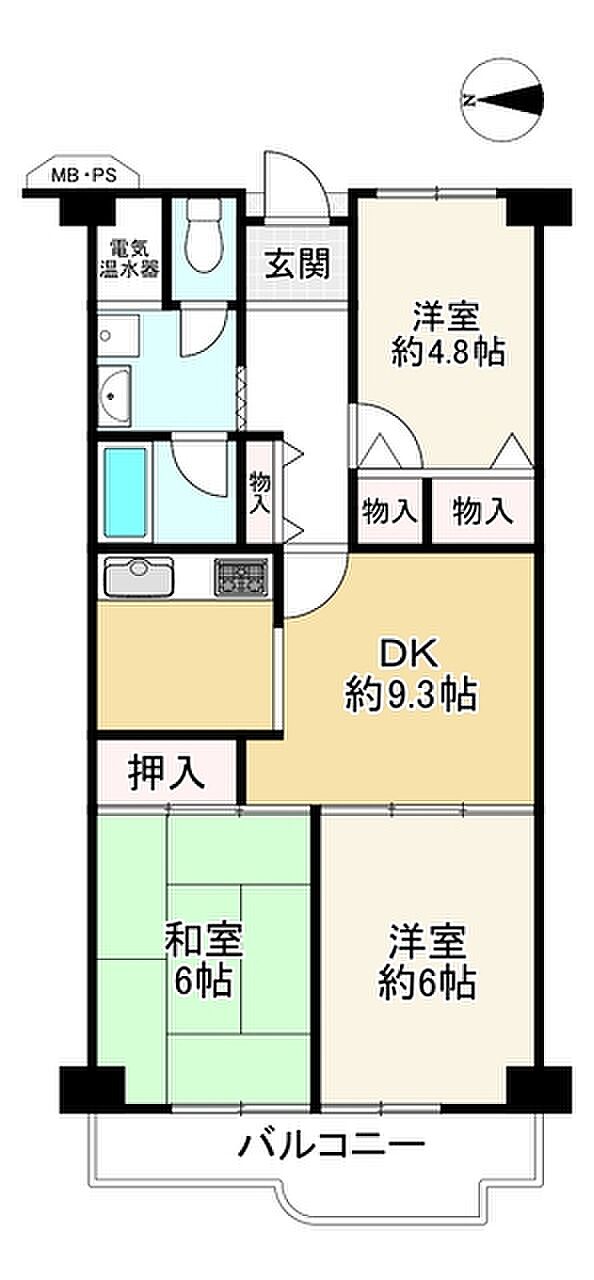 南門真ハイライフ(3DK) 7階の間取り図