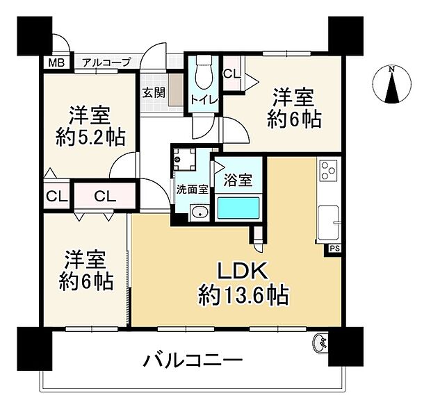 エス・バイ・エルマンション関目高殿(3LDK) 2階の間取り図