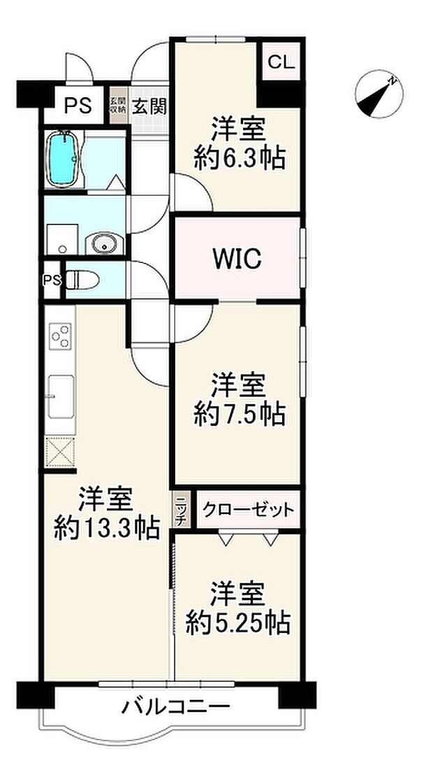 淀川パークハウス3号棟(3LDK) 8階の間取り図