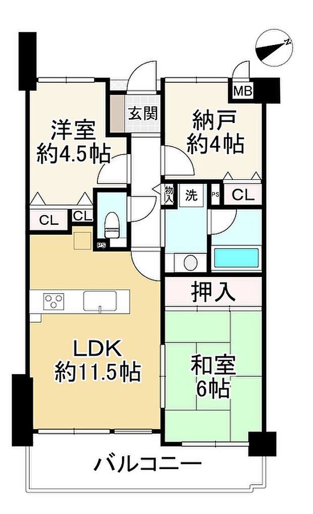 ローレルコート天理二階堂(2SLDK) 4階の間取り図