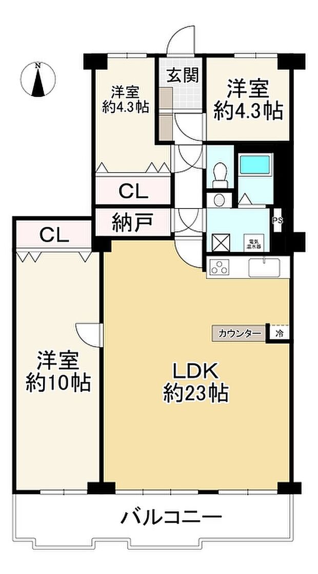 橿原神宮前スカイハイツ(3LDK) 9階の間取り図