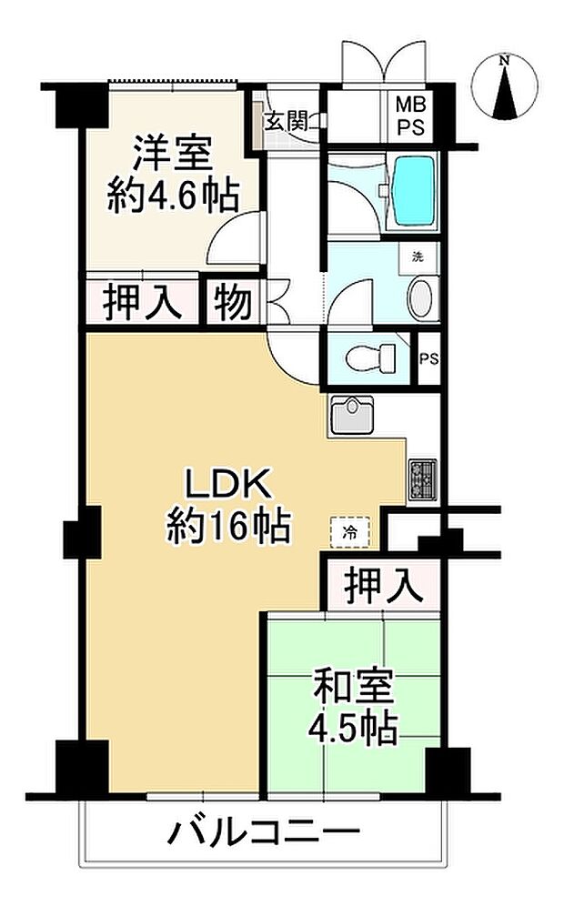 日興橿原スカイマンション(2LDK) 5階の間取り図