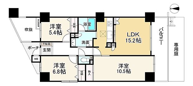シャルマンコーポ大和高田(3LDK) 1階の間取り図