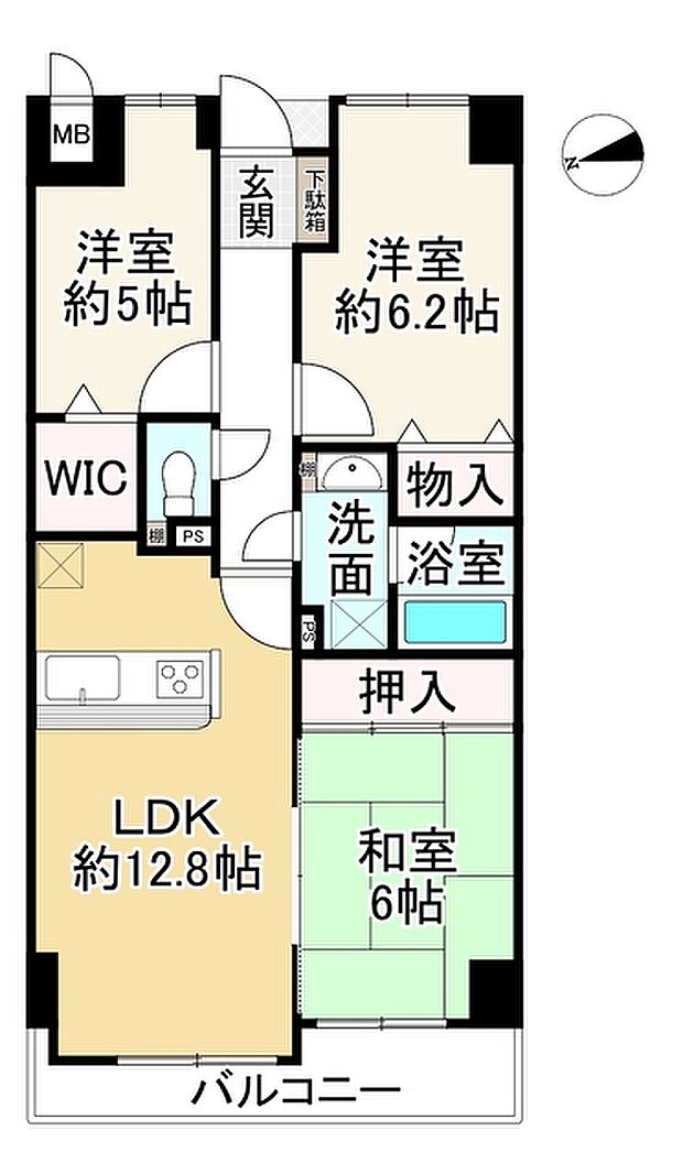 ローレルコート桜井(3LDK) 4階の間取り図