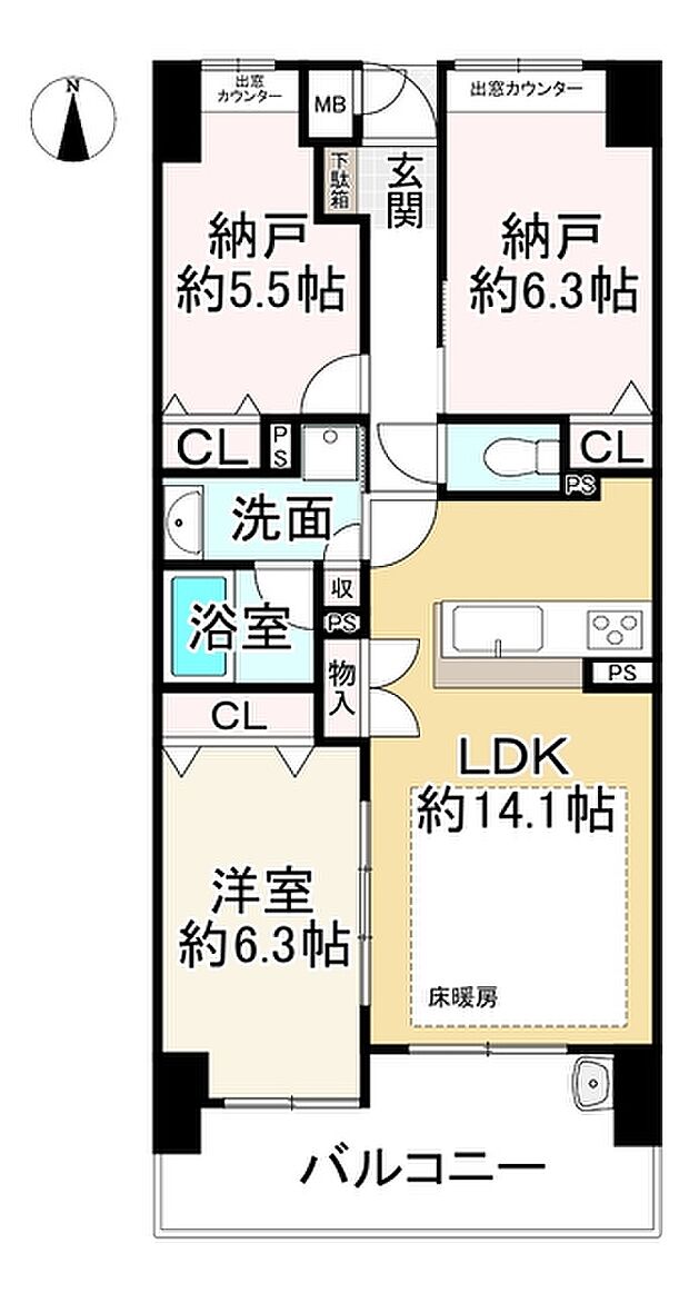 イングス桜井駅前(1SLDK) 5階の間取り図