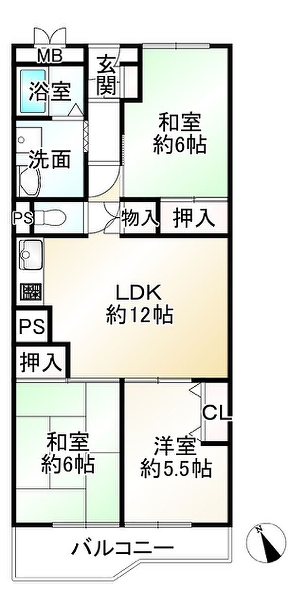 桂川ハイツ5号館(3LDK) 11階の内観