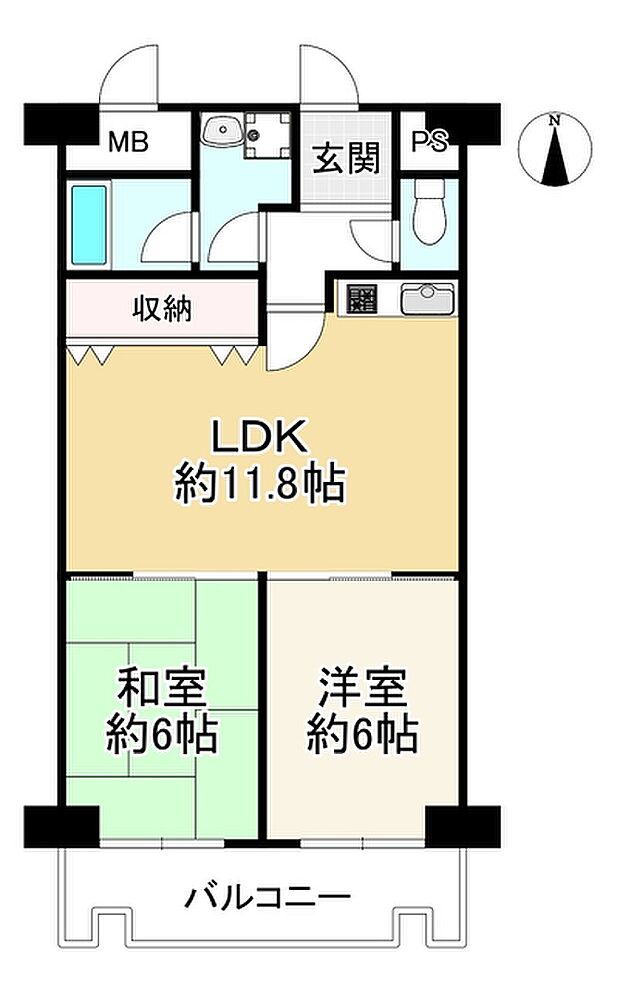 嵯峨ハイツ(2LDK) 6階の間取り図