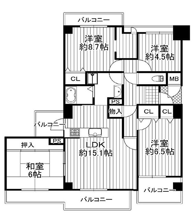 ローレルスクエア木津川台第I期1番館(4LDK) 5階の間取り図