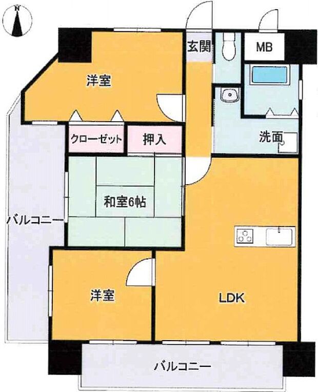 クレール郡山筒井(3LDK) 4階の間取り図