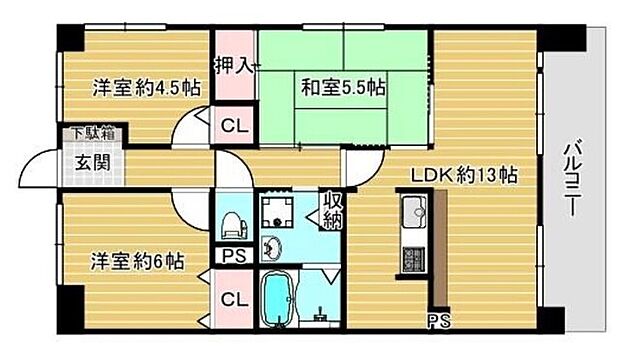 グラン・シティオ新大宮(3LDK) 8階の間取り図