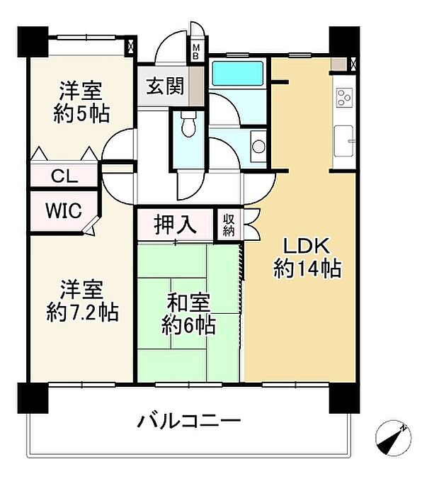 東急ドエル・アルス明石朝霧台(3LDK) 7階の間取り図